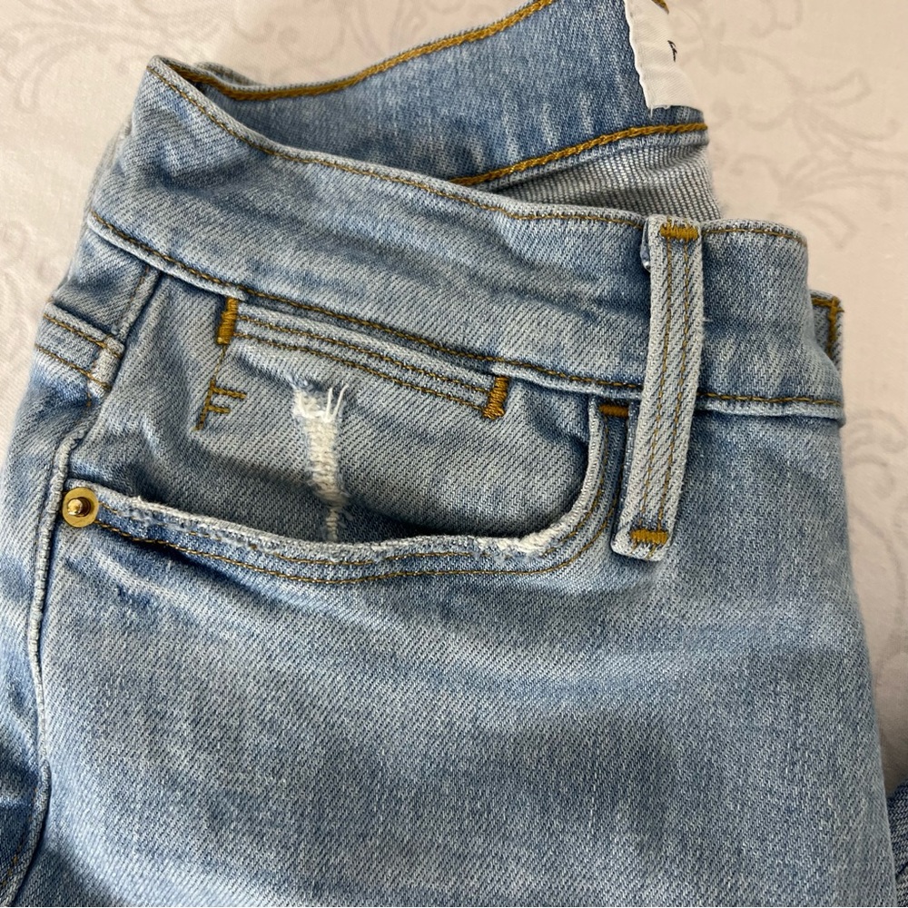 FRAME Denim Le High Straight Sunland Light Wash High Rise Crop Jeans Size 24 - Picture 6 of 16
